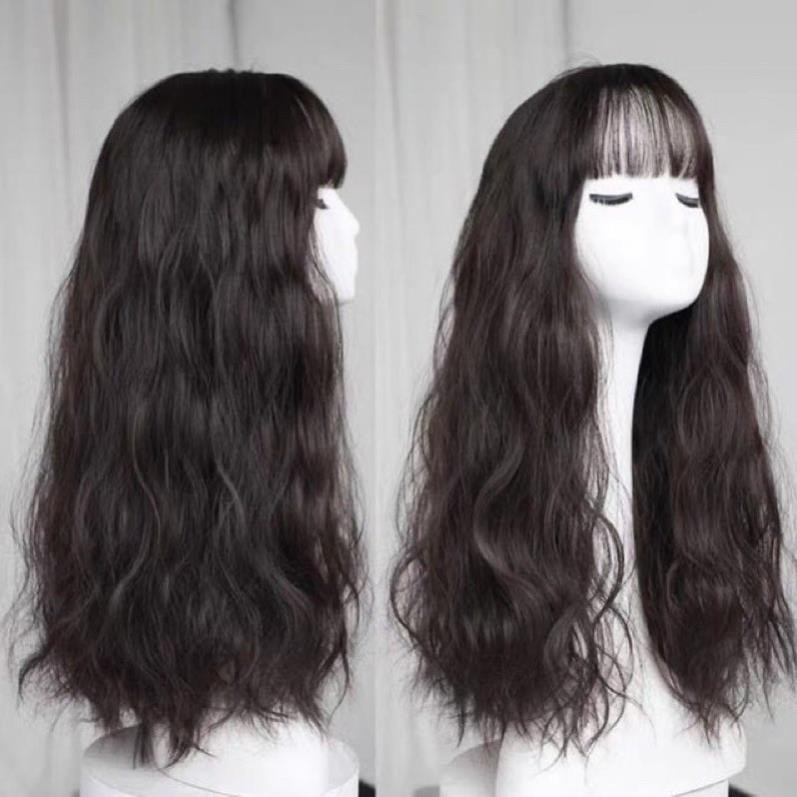 Tóc giả nữ nguyên đầu xoăn sóng đẹp, dài 60cm, mềm mượt như tóc thật. Mẫu tóc giả cả đầu xù mì đẹp nhất