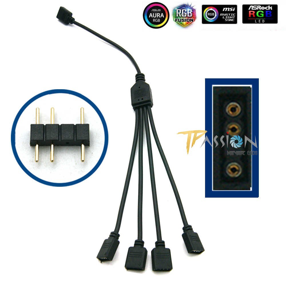 Dây chia cổng ARGB 3Pin 5V từ 1 ra 2, 3, 4,5, 6, 10 cổng, chuyển cổng VDG - Addressable RGB Splitter, cáp chia, bền đẹp