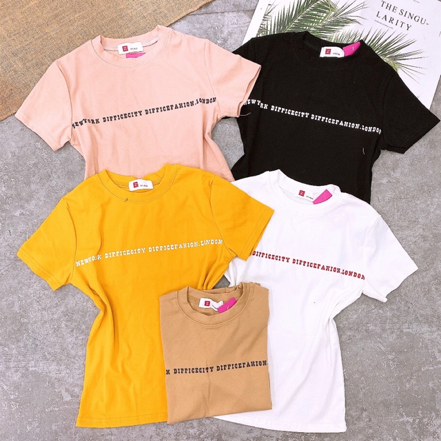 Áo thun ôm body chữ chạy ngang lẻ = sỉ