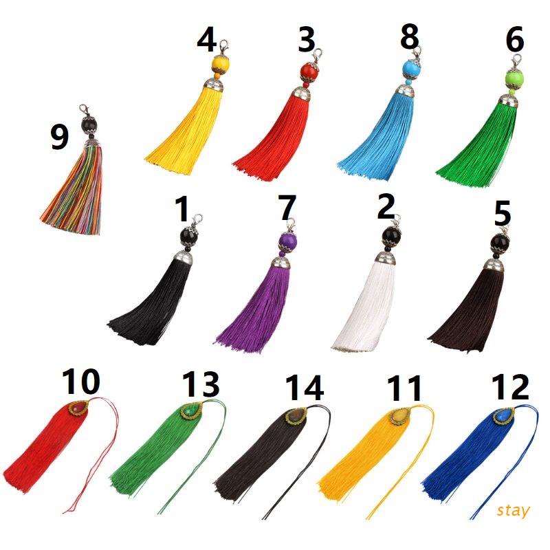 Dây polyester tua rua với móc treo handmade gắn tràng hạt Phật Giáo trang trí