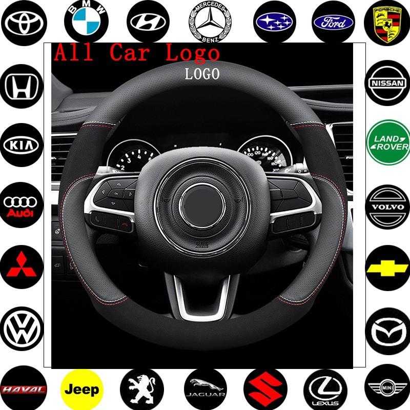Bộ Vỏ Bọc Vô Lăng Bằng Da Chống Trượt Thoáng Khí In logo Xe Hơi honda toyota bmw haval volvo