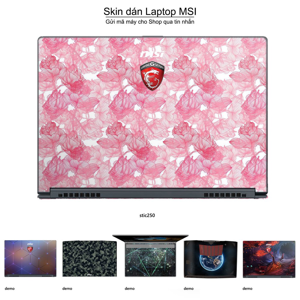 Skin dán Laptop MSI in hình hoa hồng stic250 (inbox mã máy cho Shop)
