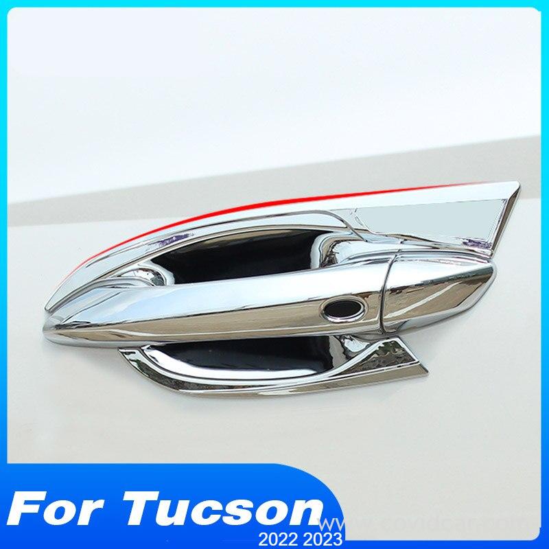 Ốp Tay Cửa Và Hõm Cửa Xe Hyundai Tucson 2022 2023 Mạ Crom Cao Cấp Chống xước tay cửa làm đẹp cho xe