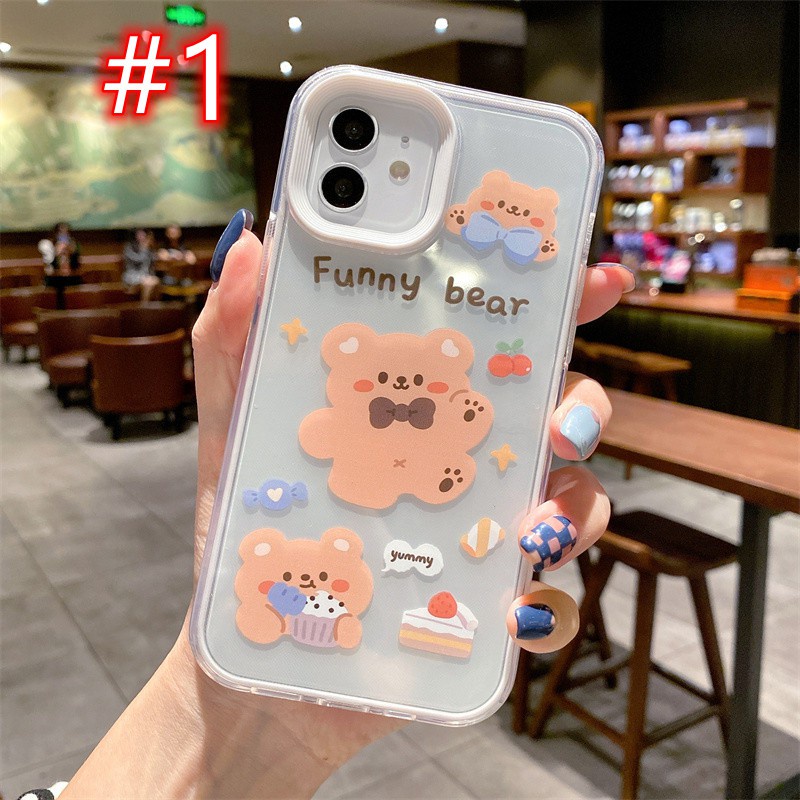 Ốp Điện Thoại Trong Suốt Hình Gấu 3 Trong 1 Cho iphone 11 13 12 pro max x xr 7plus xsmax