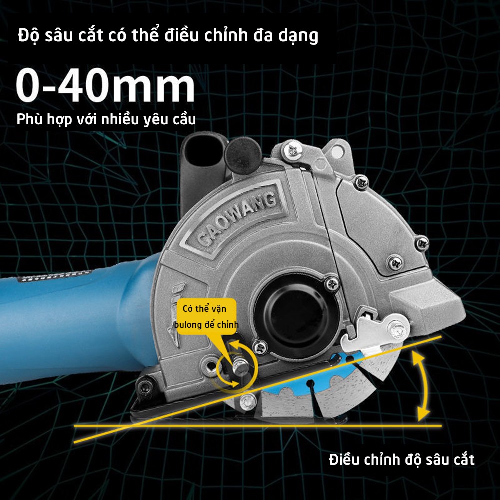 Máy cắt rãnh tường 1 lưỡi Caowang CW1336, công suất 1800W, cắt sâu 40mm, cắt ướt không bụi - Hàng chính hãng