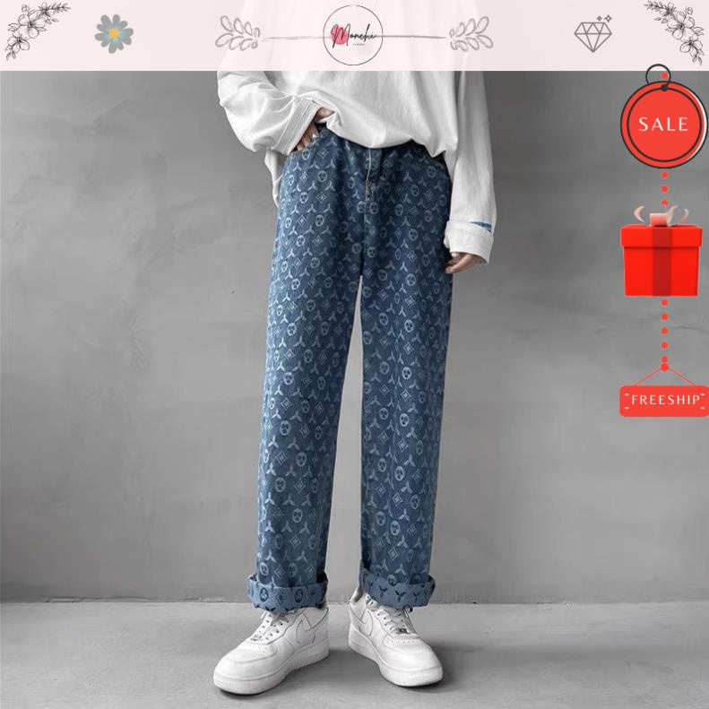 Quần Jeans LV Ống Đứng In Họa Tiết Phong Cách Hàn Quốc Size S,M,L,XL,XXL | BigBuy360 - bigbuy360.vn