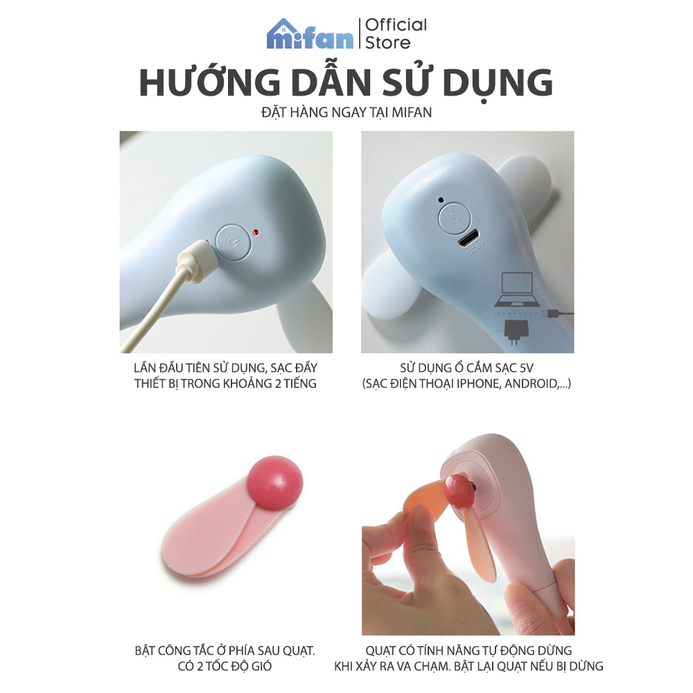 Quạt Cầm Tay Mini Đa Năng Tích Điện Mifan