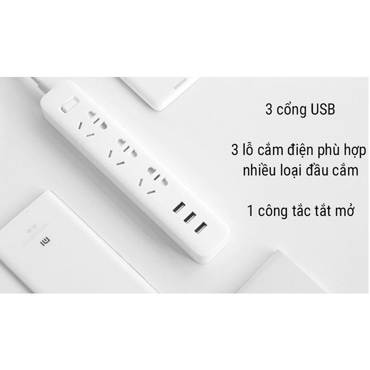 Hoả tốc | Ổ cắm điện Xiaomi 3 USB 3 Outlet | Ổ cắm điện Xiaomi CX05 2 USB 6 Outlet sạc nhanh 18W | MIHOANGGIA