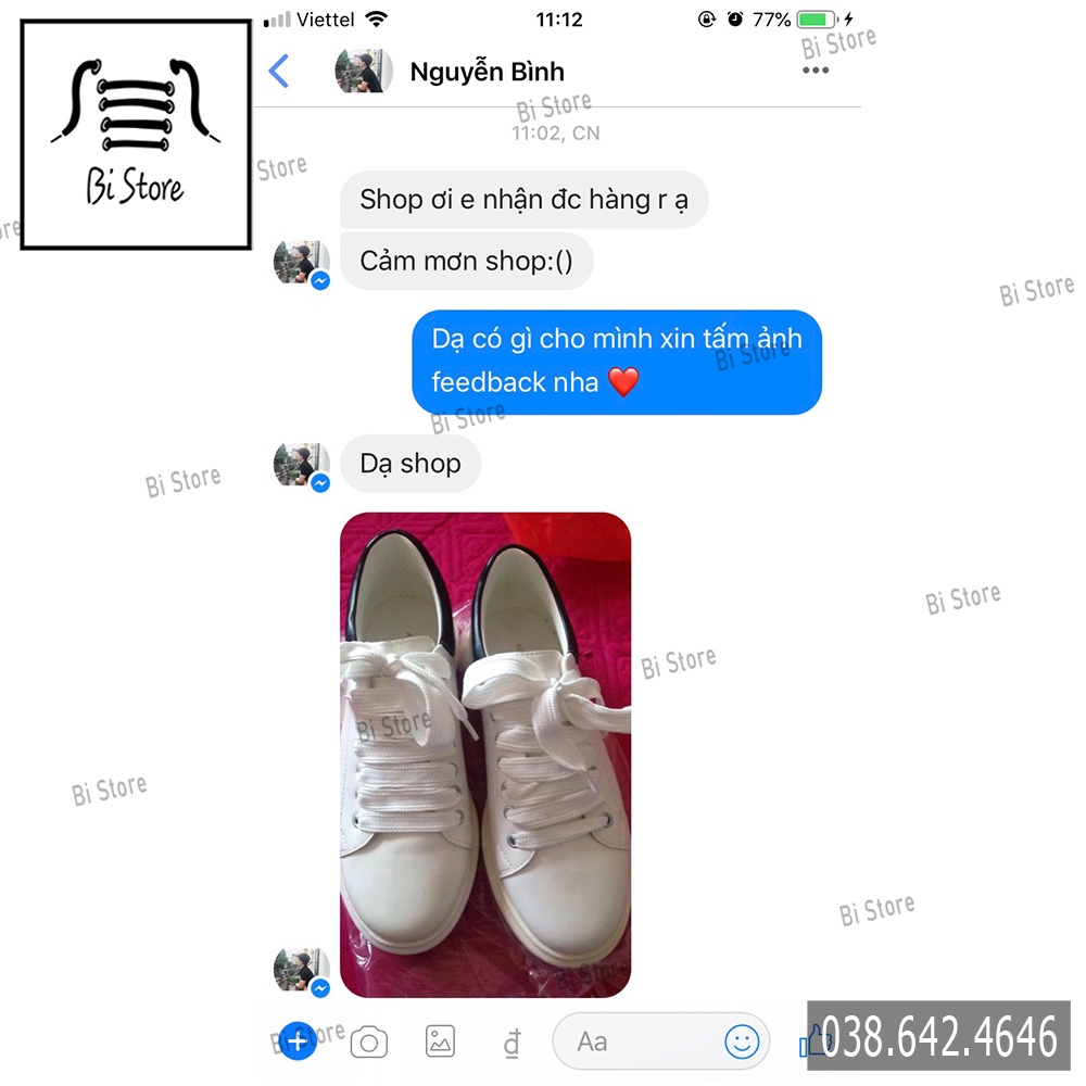 Dây giày MCQ bản to màu trắng, đen dẹt rộng 1,5cm dài 120cm