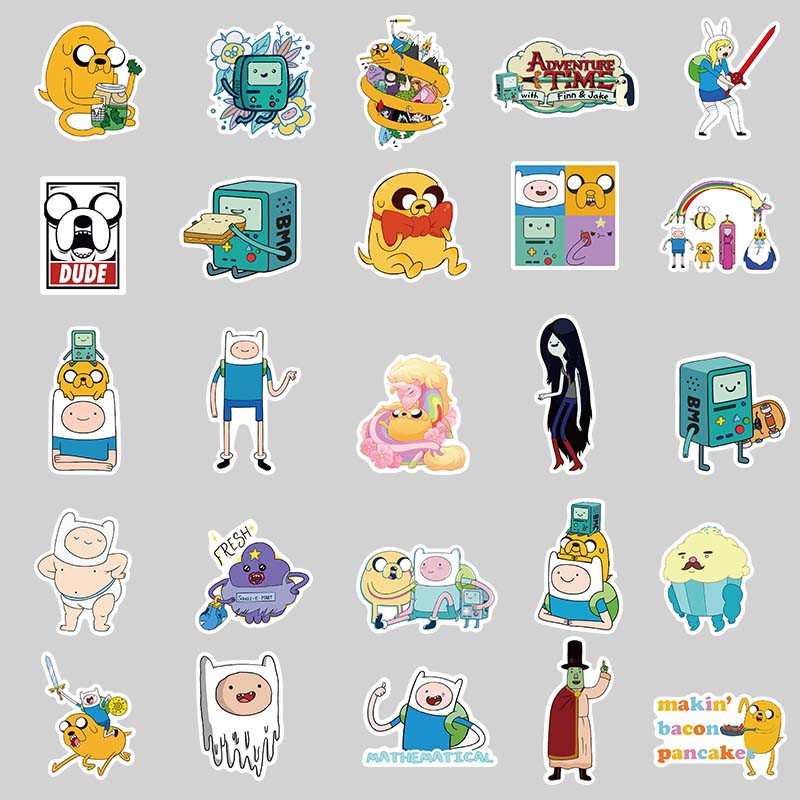 Set 50 miếng dán trang trí chống thấm nước in hình nhân vật trong Adventure Time