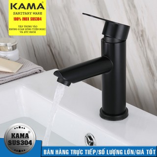 Vòi chậu lavabo nóng lạnh kama vc08, inox 304, tặng kèm dây cấp nước nóng lạnh - hàng chính hãng