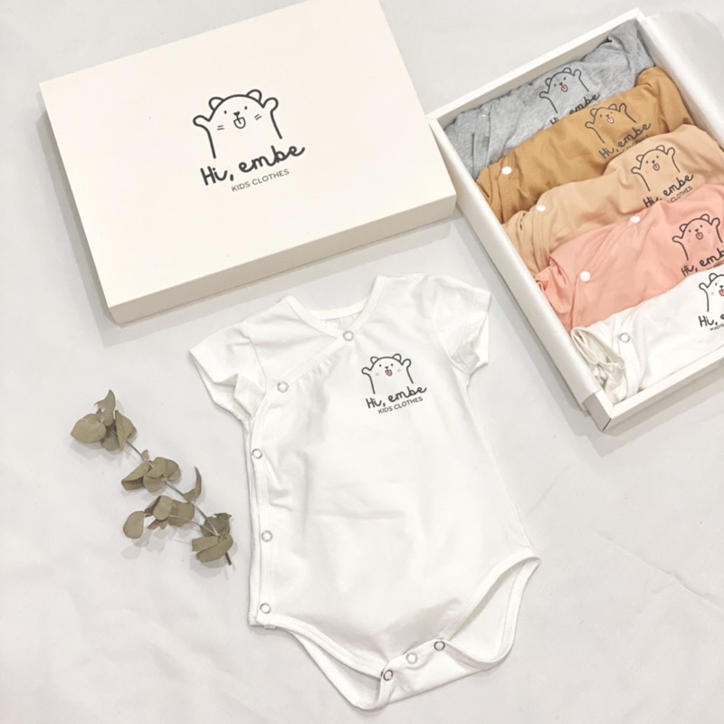 MADE IN VIET NAM Cotton 100% Set quà tặng Body suit chip cho bé sơ sinh bé gái bé trai