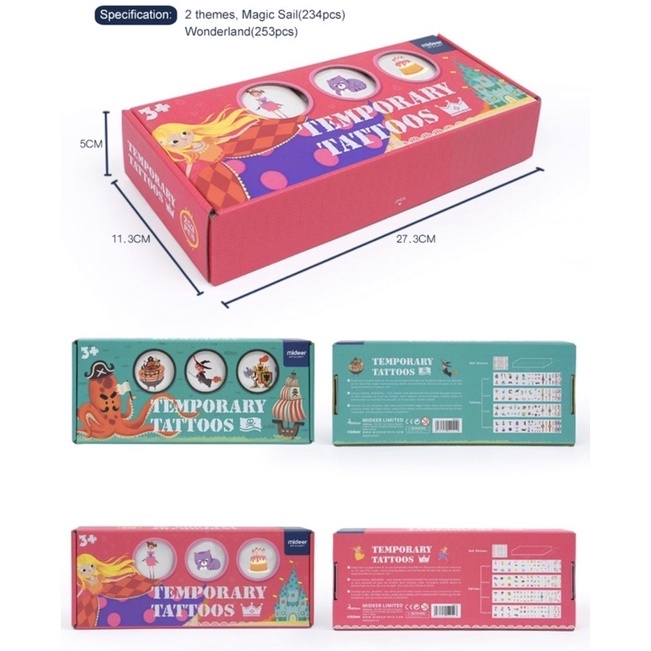 Bộ Đồ Chơi Hình Xăm Tạm Thời và Hình Dán Móng tay An Toàn Cho Trẻ Temporary Tattoos Mideer - CleverKids
