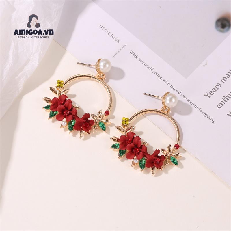 Bông Tai Hình Hoa Đính Ngọc Trai Mềm Mại Thiết Kế Ngọt Ngào Thời Trang