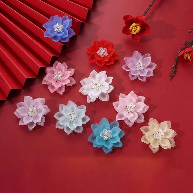 1 bông hoa cánh nhựa 45mm nguyên liệu làm trâm làm trang sức cổ trang