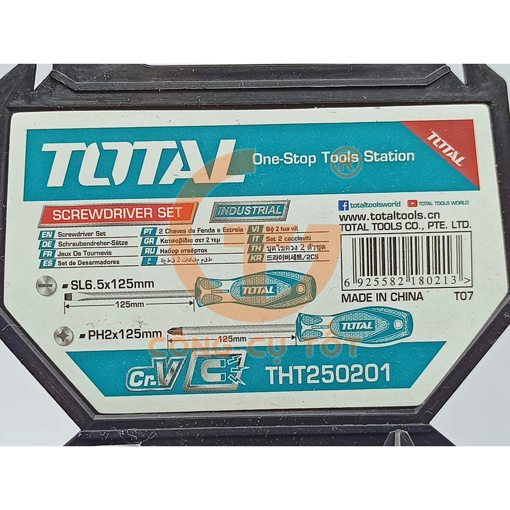 Bộ tô vít dẹp và bake 2 chi tiết Total THT250201