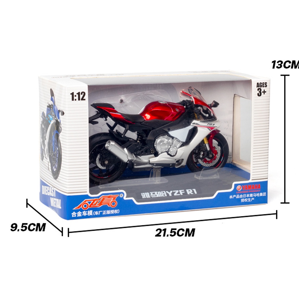 Mô hình xe Moto phân khối lớn Yamaha YZFR1 tỉ lệ 1:12 khung thép