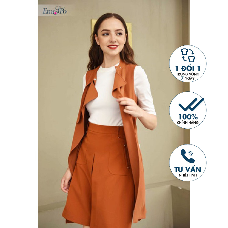 Áo khoác sát nách, cổ bấm khuy Emspo AGS0060 (Đen, Vàng)