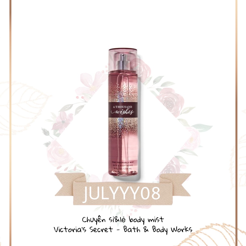 Xịt thơm Ánh nhũ Bath and Body Works A Thousand Wishes Mist 30ml/50ml/100ml +jɥȽÿ08+