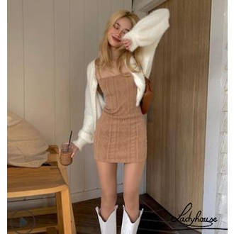 Đầm dệt kim hai dây ôm dáng màu sắc thời trang quyến rũ cho nữ