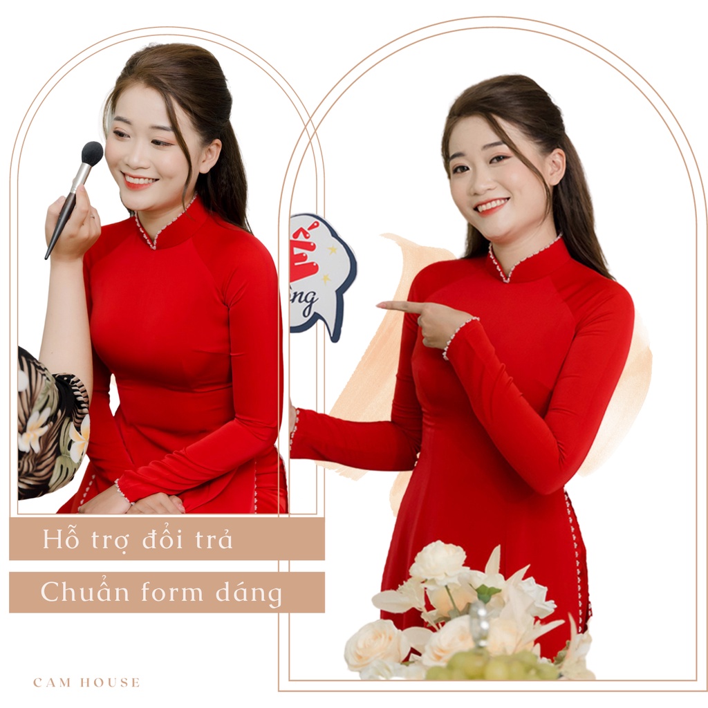 Áo dài  áo dài cưới đẹp chất liệu lụa đính phale