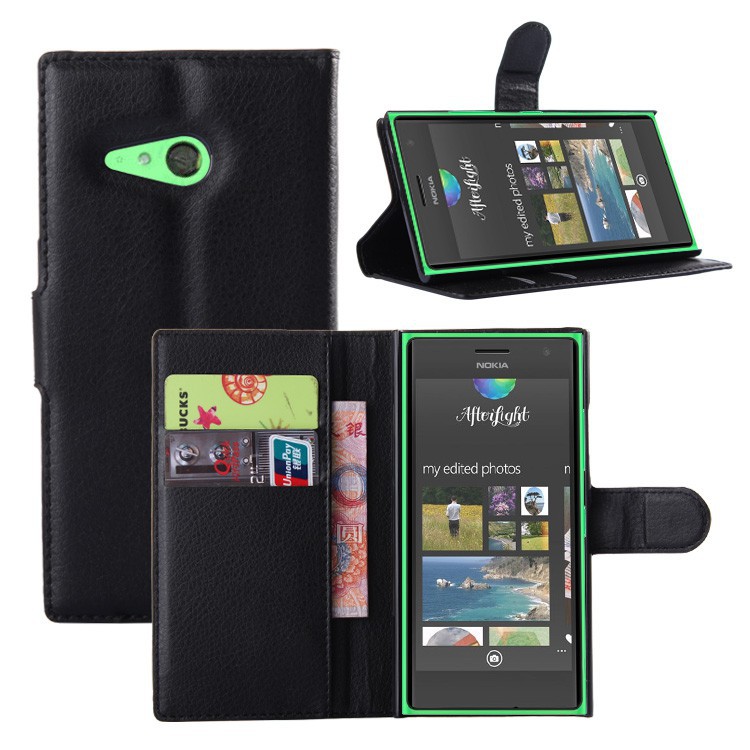 Bao da điện thoại màu trơn có khe đựng thẻ cho Nokia Lumia 730