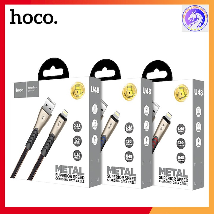 Cáp Sạc Nhanh Dây Dù Lightning 2.4A Dành Cho iPhone Hoco U48 - Dài 1.2m - Hàng Chính Hãng