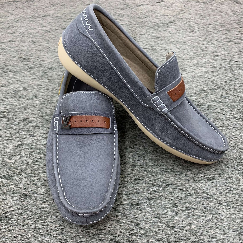 Giầy lười nam da bò LV siêu mềm êm chân phong cách trẻ