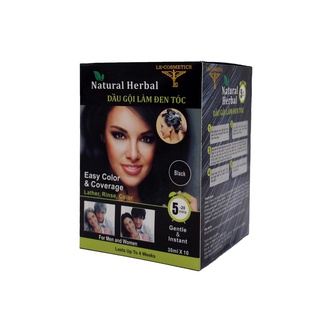 Hộp 10 gói dầu gội đen tóc - gội là đen natural herbal, gội đen nhân sâm. đen tóc chỉ bằng cách gội. an toàn, hiệu quả