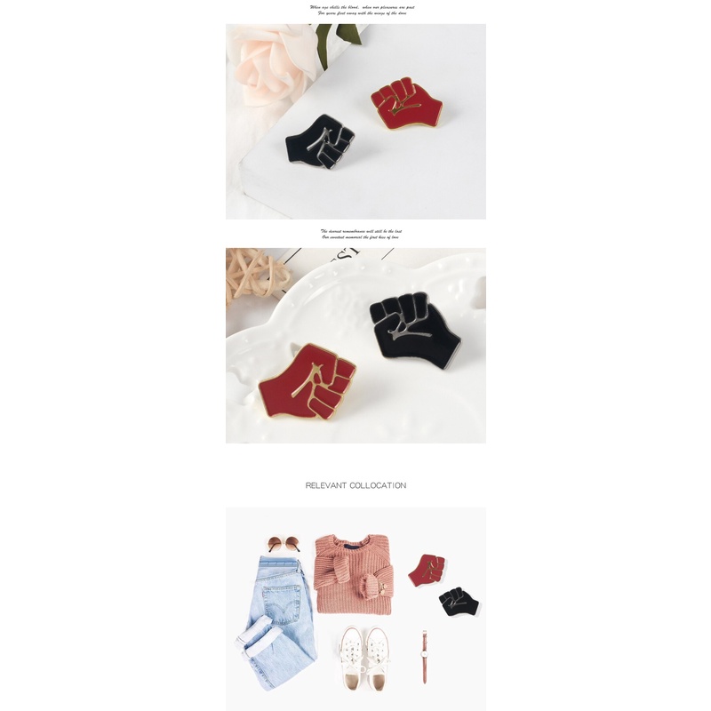 Ghim Cài Áo Tráng Men Màu Đỏ Đen Thời Trang Cho Nam Nữ