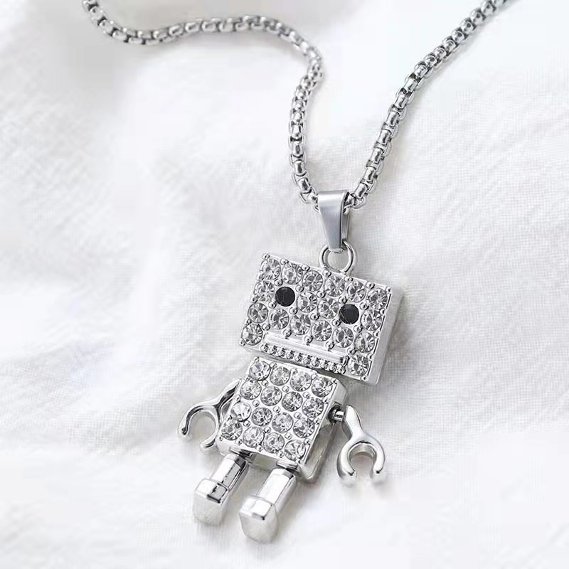 Dây Chuyền Vòng Cổ Cho Nam Nữ Saz Store Màu Bạc Unisex Đơn Giản Ngầu Đẹp Chất Liệu Titan Không Gỉ - Vòng cổ Robot đá