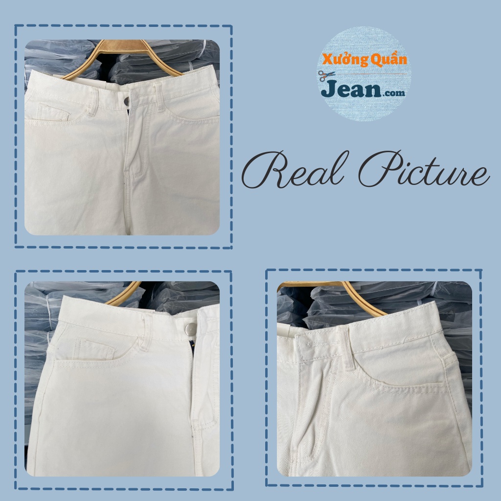 Quần Baggy Jean Trắng Nữ Basic, Quần Bò Baggy Nữ Trắng Trơn Dễ Mặc Dễ Phối 435