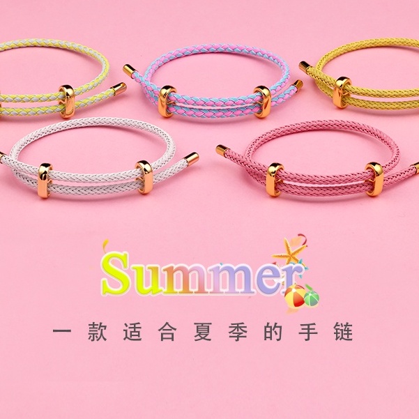 [Hàng Có Sẵn Giao Hàng Ngay Lập Tức] Vòng Tay Dây Thừng Xỏ Hạt Cườm Bán Vĩnh Viễn Hình Gấu Dâu Tây Chống Oxy Hóa Có Thể Điều Chỉnh Được diy Dây Thép Cát Vàng Độ Cao Không Gây Dị Ứng Cho