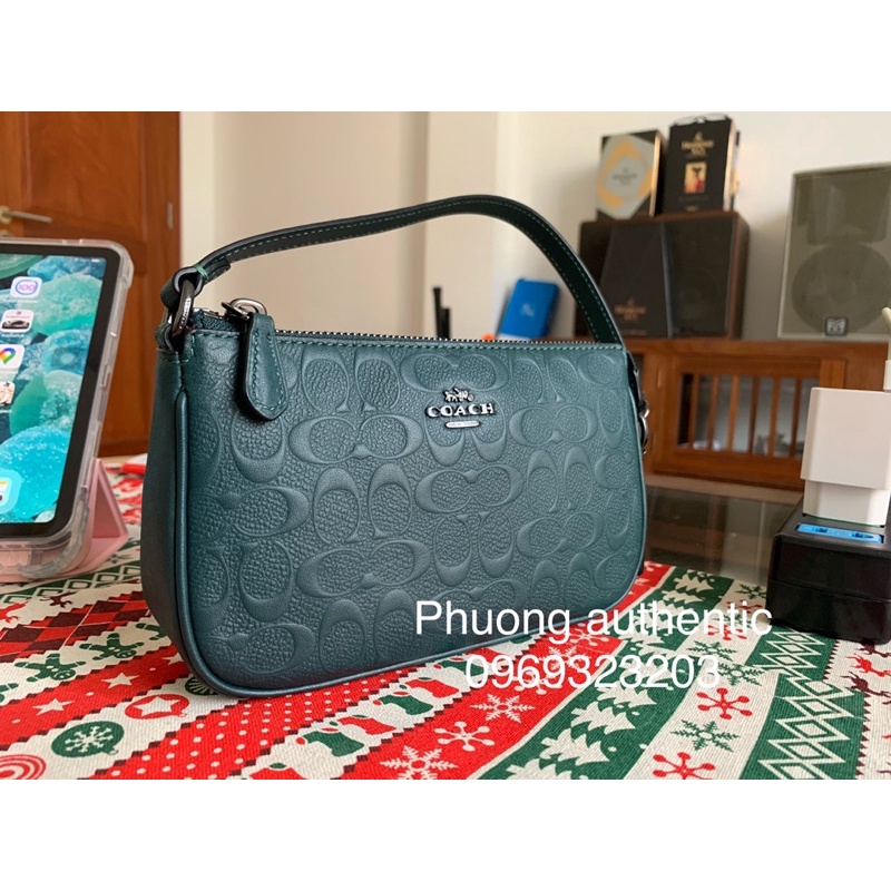 Túi Coach đeo vai cầm tay xanh ngọc AUTHENTIC