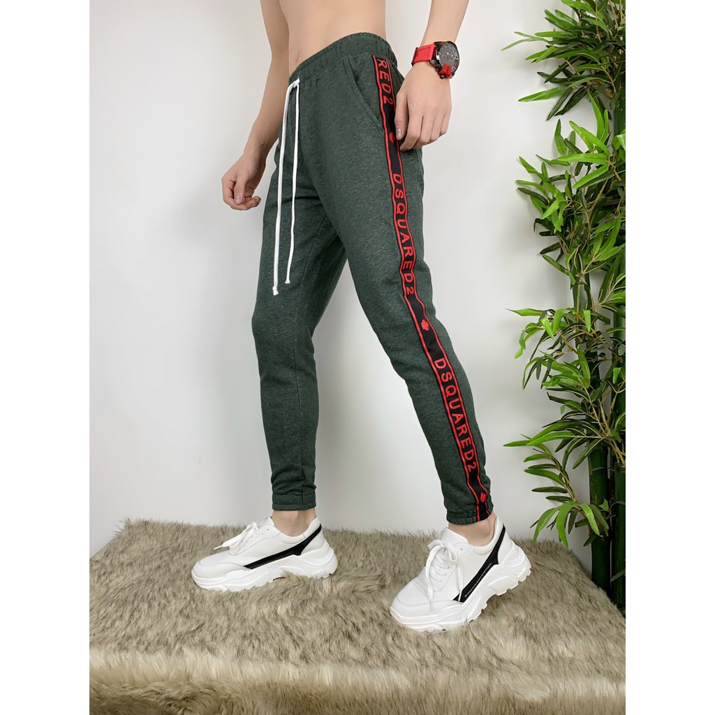 Quần Jogger phối sọc nam thun 3 màu Đen, Xám, Xanh lá, ống ôm chất vải cao cấp vải mềm mịn hợp dáng