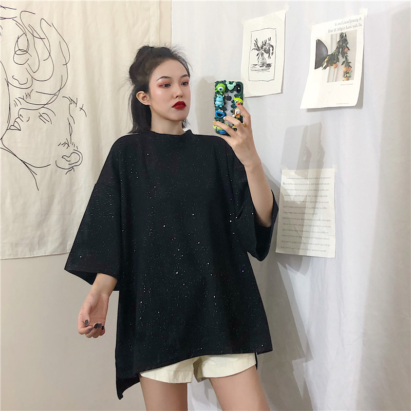 Áo Thun Tay Ngắn Họa Tiết Bầu Trời Đầy Sao Lấp Lánh | BigBuy360 - bigbuy360.vn