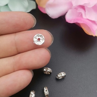 Set 50 hạt pha lê bạc 8mm dùng làm trang sức
