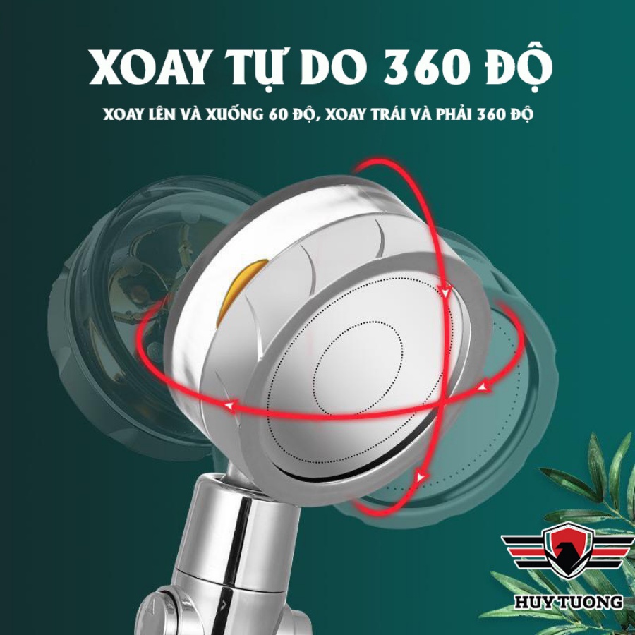 Tay vòi sen tắm cánh quạt tích hợp xoay 360 độ, phím đẩy on/off thông minh - HUY TUONG