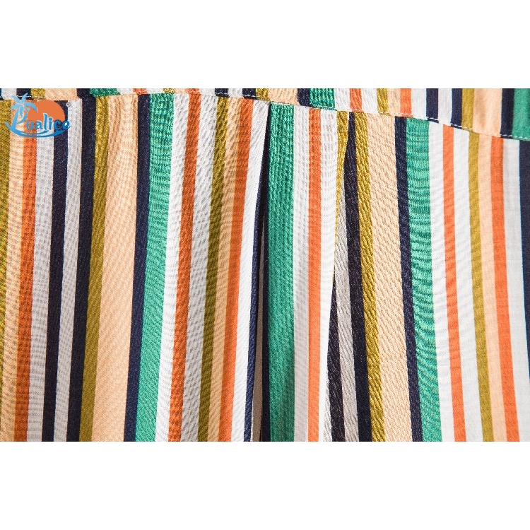 Men Shirt Short Sleeve Striped Button Up Shirt Summer Casual Blouse Tee Tops