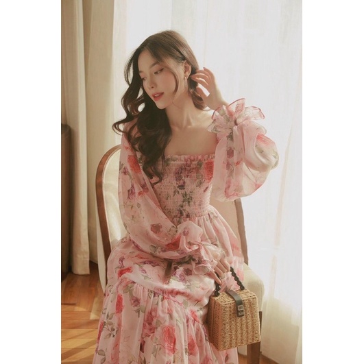ĐẦM MAXI HOA DÀI TAY VOAN TẦNG🔥FREESHIP🔥 ĐẦM HOA DÀI ĐI BIỂN DU LỊCH CỔ VUÔNG