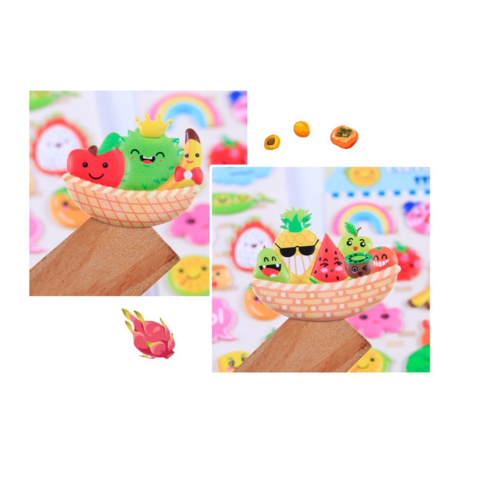 Sticker 3D chống thấm hình dạng TRÁI CÂY FRUITS  dán cho bé đồ chơi dán giải trí trái cây vui vẻ