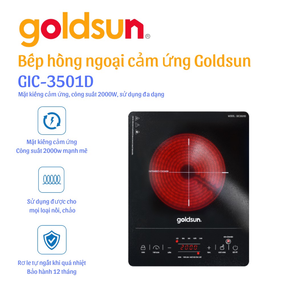 Bếp hồng ngoại Goldsun GIC3501D Bảo hành 12 tháng