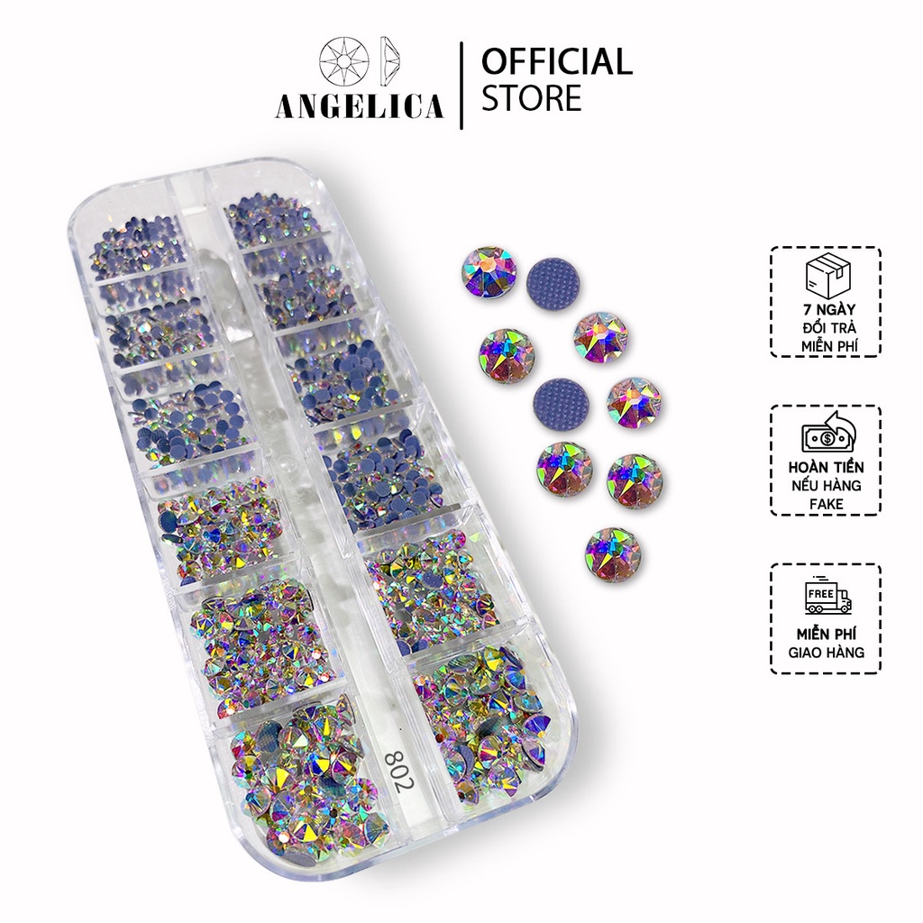 Đá Chân Lưới Nail 16 Khía Crystal AB 802 Đính Móng ANGELICA 802