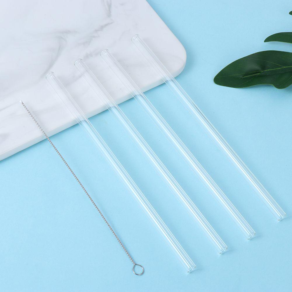 Bộ 4 Ống Hút Thủy Tinh Trong Suốt Kèm Cọ Vệ Sinh Tiện Dụng