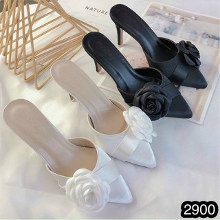 Sục cao gót 5 phân mũi nhọn nữ đính hoa hồng sang chảnh