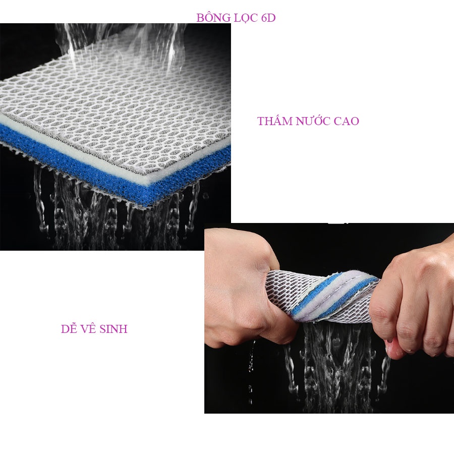 BÔNG LỌC NƯỚC CAO CẤP 6D - KÍCH THƯỚC 40 CM X 50 DÀY 2CM