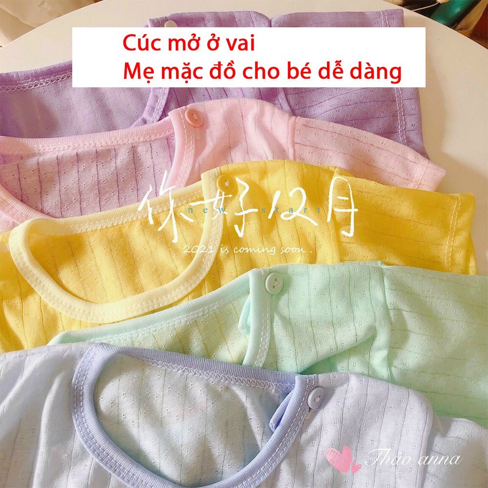 Bộ cộc cotton giấy màu cai vai in hình dễ thương cho bé 0-15kg