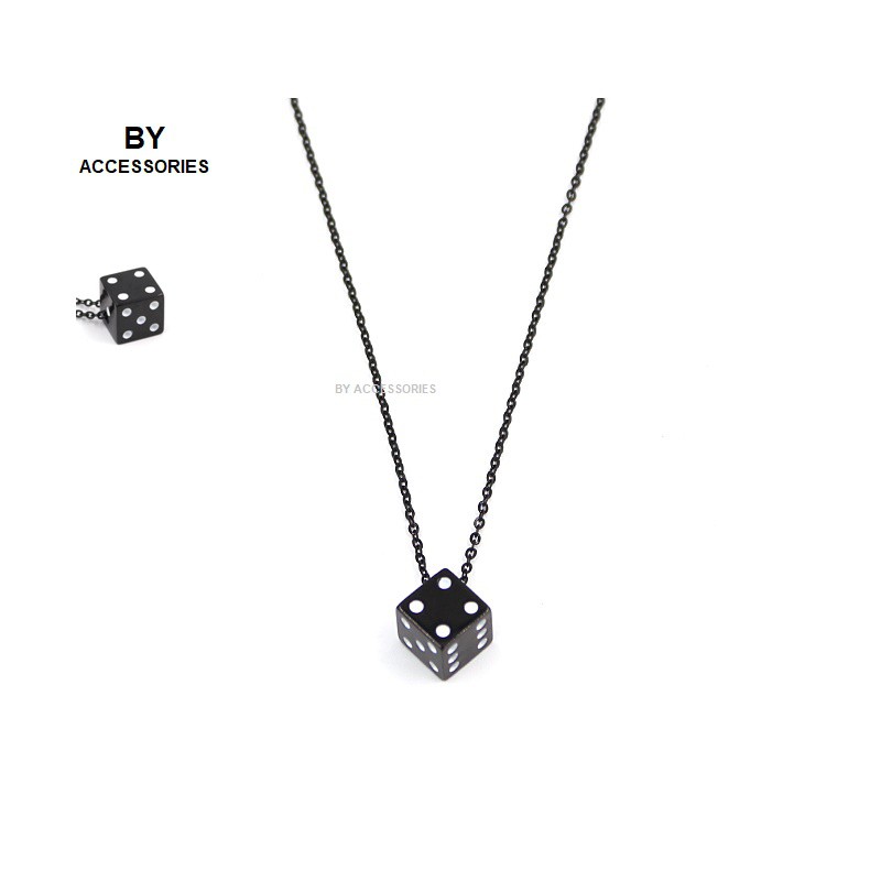 Dây chuyền titan unisex mặt xí ngầu xúc xắc không gỉ MN190502
