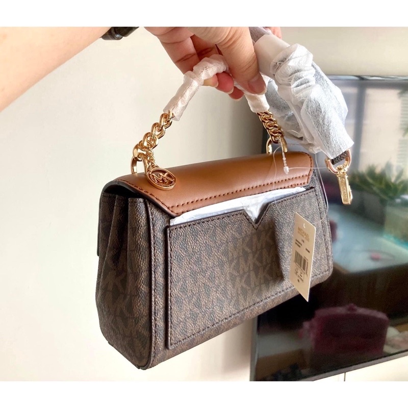 Túi Mi.chael Kors Lita nâu logo size 20cm