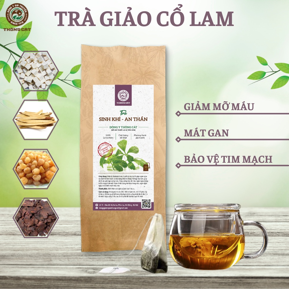 Trà giảo cổ lam Đông y gia truyền Thông Cát _người bị  mỡ máu,tim mạch ổn định đường máu, ngừa xơ vữa động mạch